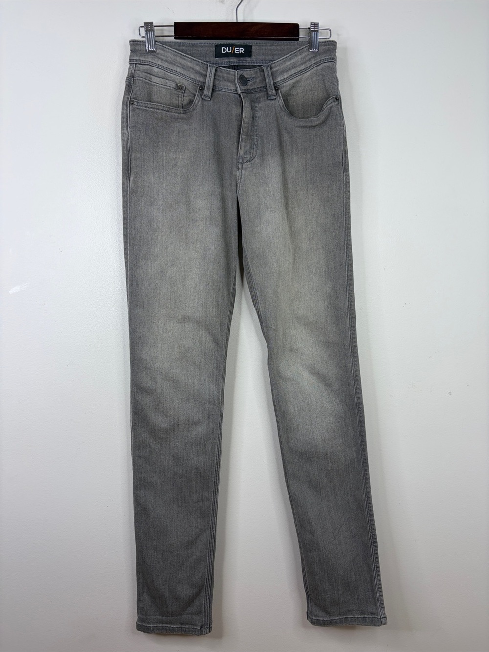 DU/ER Jeans Mens 28 x 33 Gray L2X Slim Fit Performance Stretch Technical Denim